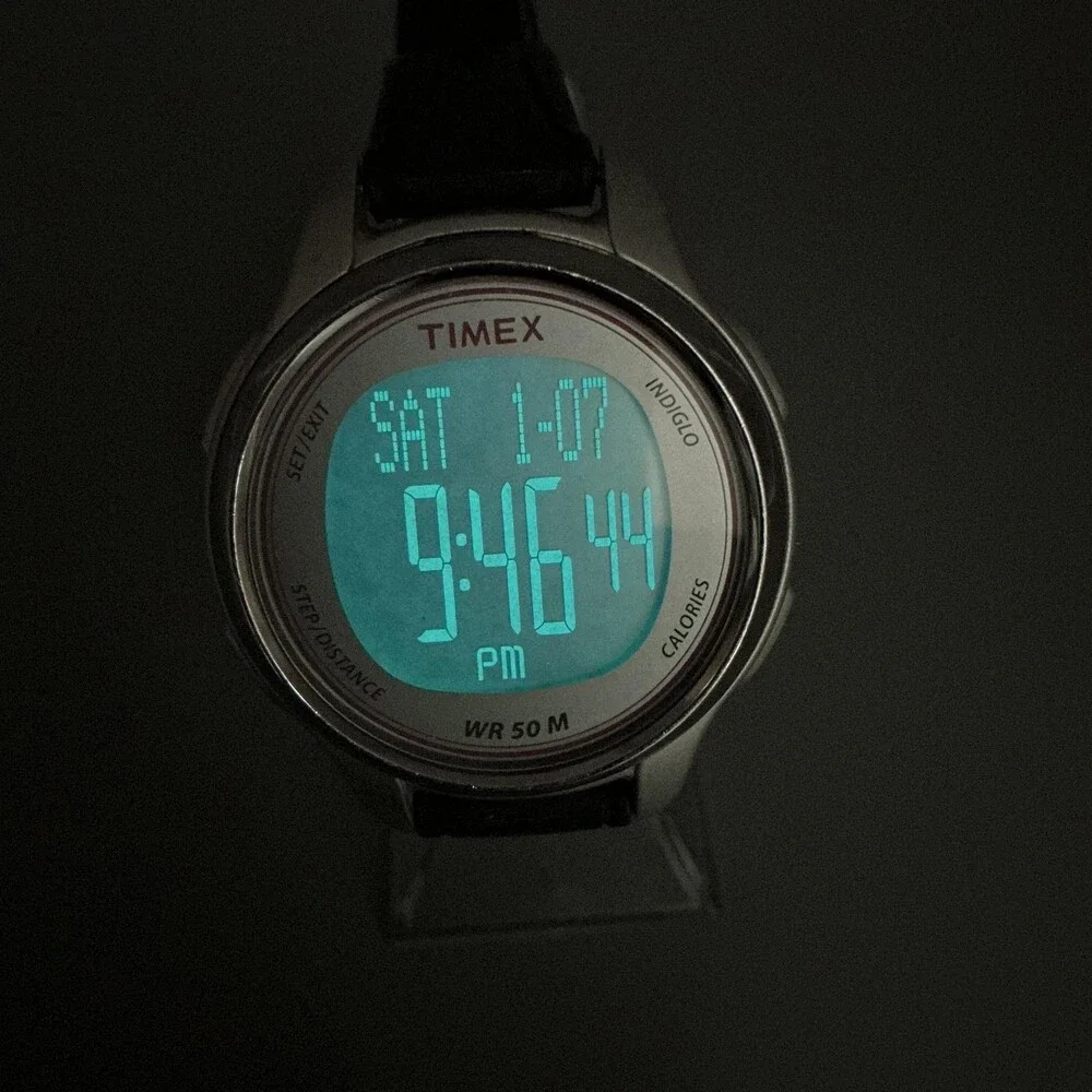 Timex Womens Watch 39mm Gray Digital Indiglo 50M Timer Pedometer New Battery